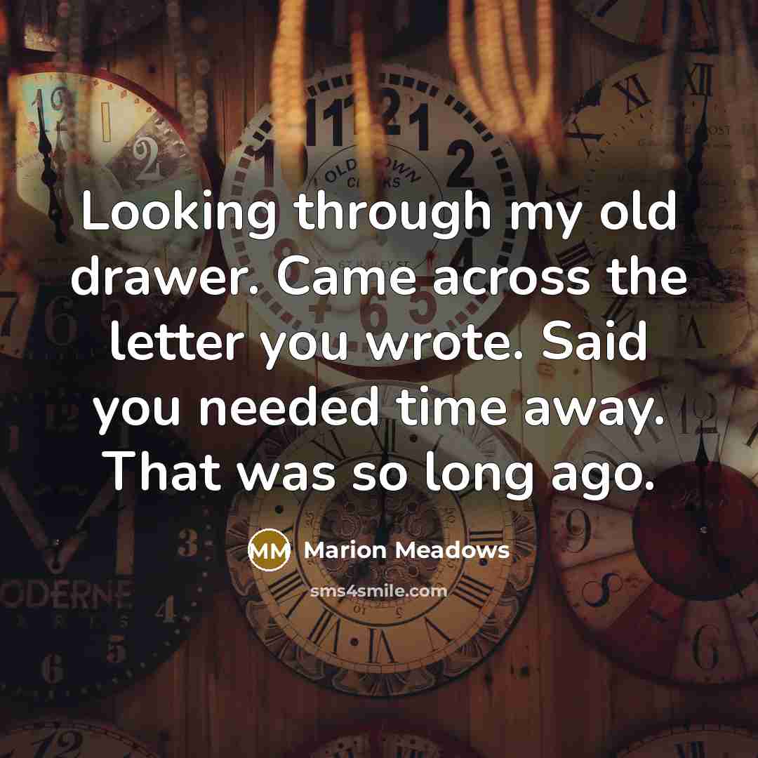 “Looking through my old drawer. Came across the letter you…” quote by Marion Meadows