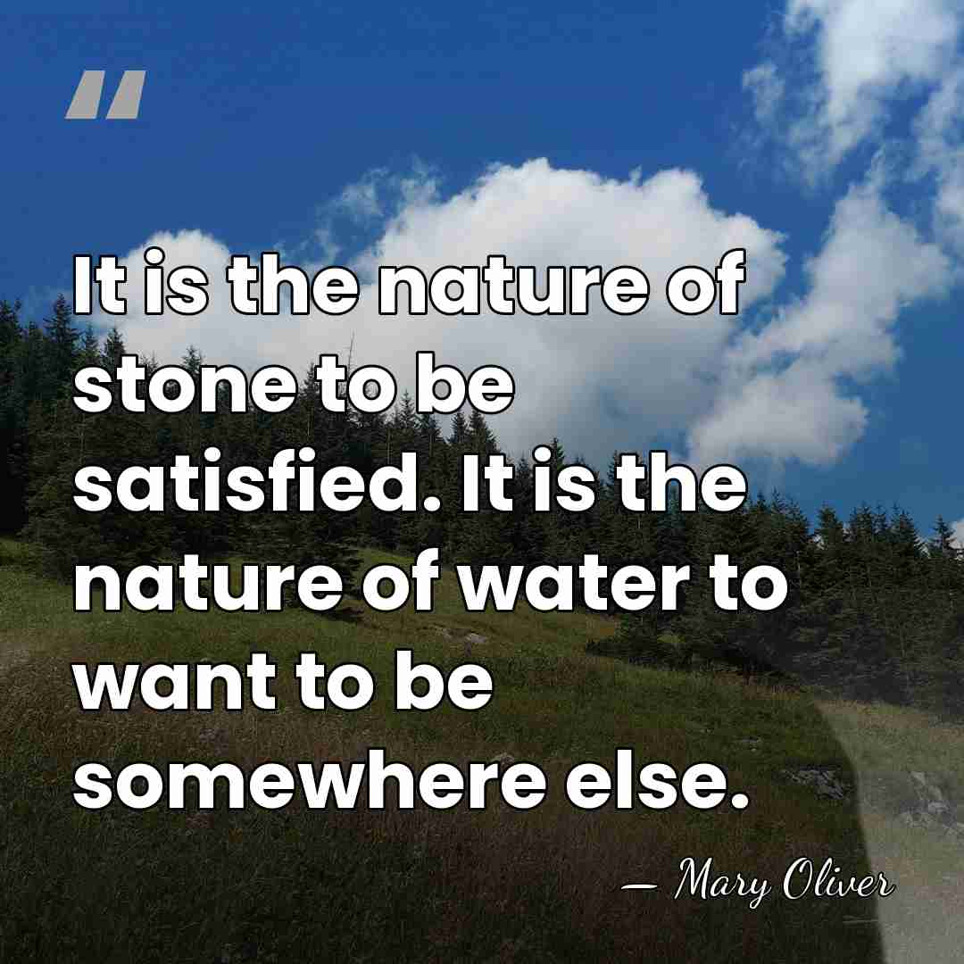 It is the nature of stone to be satisfied. It is the&hellip; - Mary Oliver