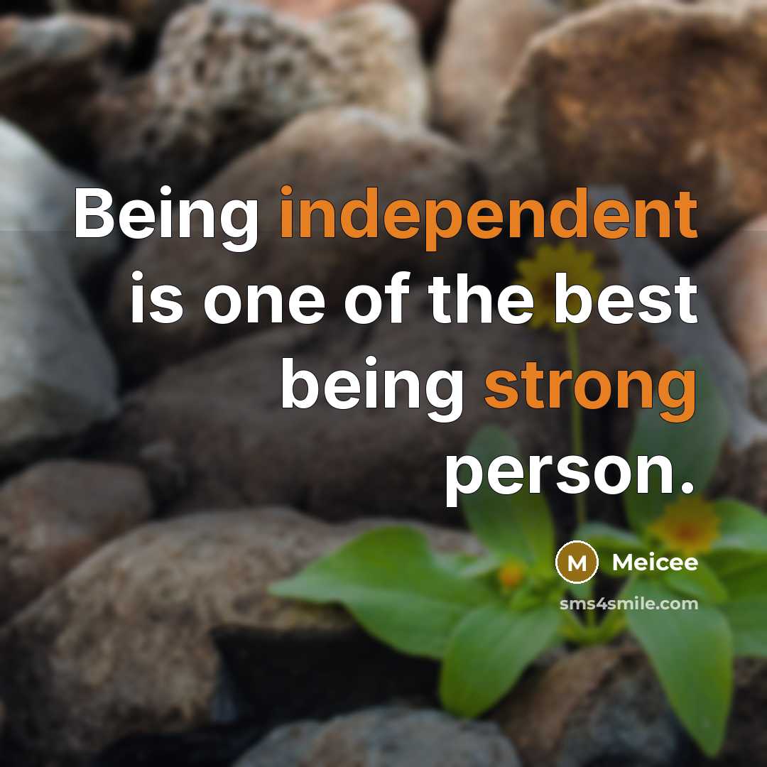 “Being independent is one of the best being strong person.…” quote by Meicee
