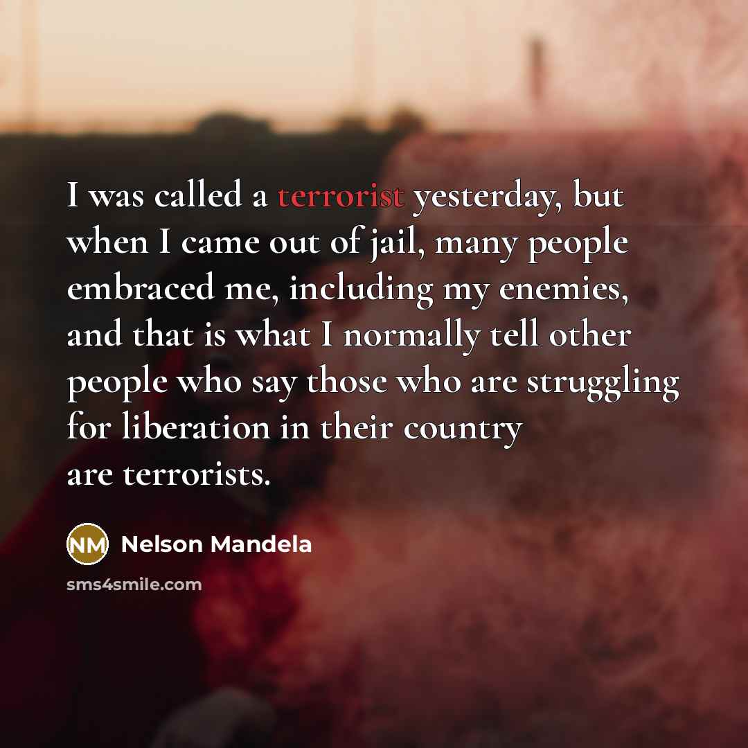 “I was called a terrorist yesterday, but when I came…” quote by Nelson Mandela