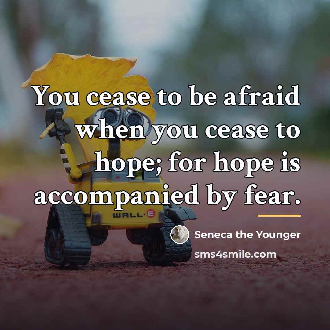 “You cease to be afraid when you cease to hope;…” quote by Seneca the Younger