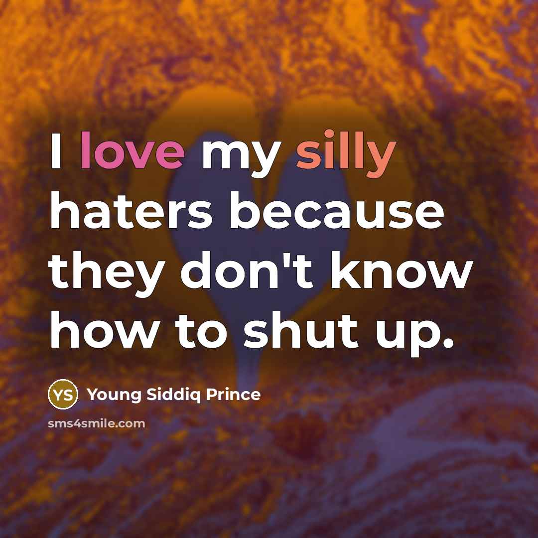 “I love my silly haters because they don't know how…” quote by Young Siddiq Prince
