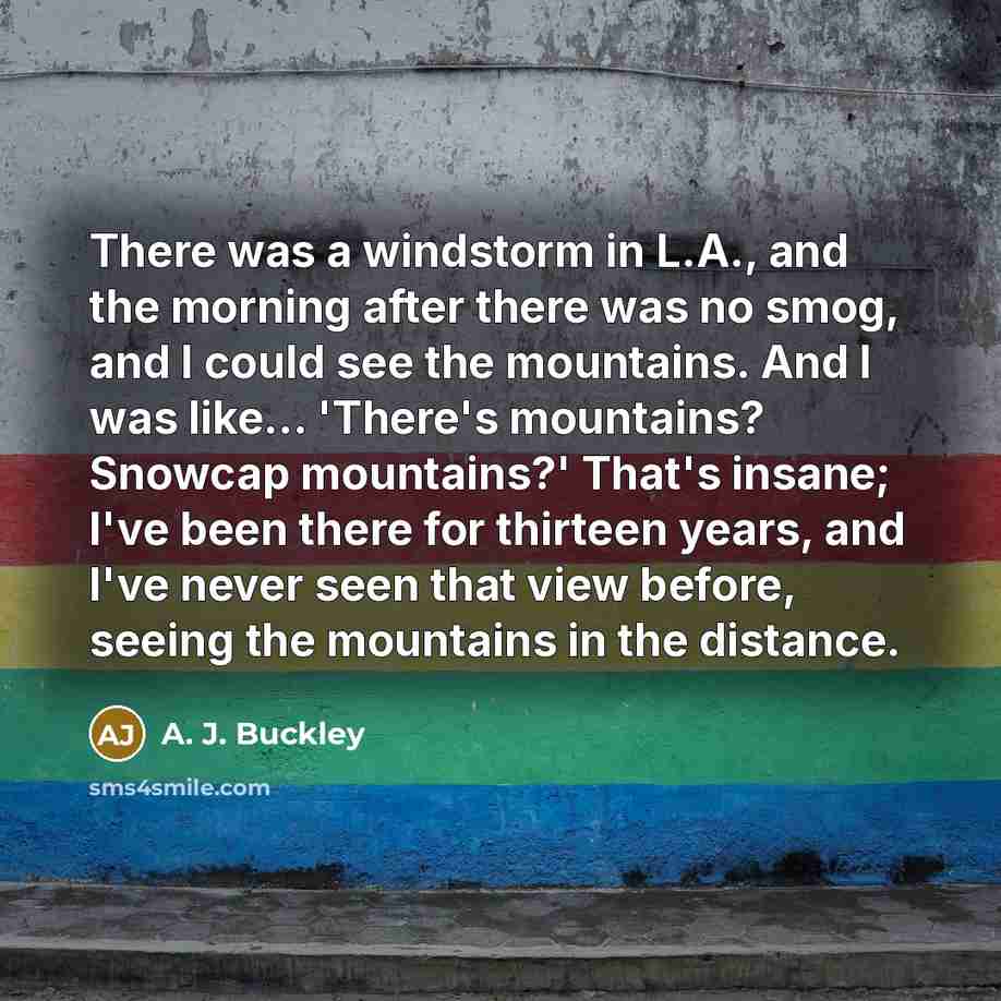 “There was a windstorm in L.A., and the morning after…” quote by A. J. Buckley