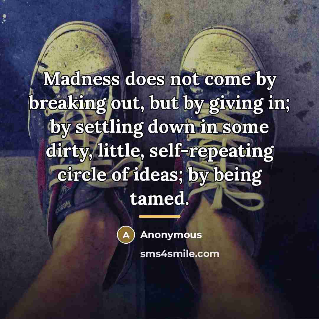 “Madness does not come by breaking out, but by giving…” quote by Anonymous