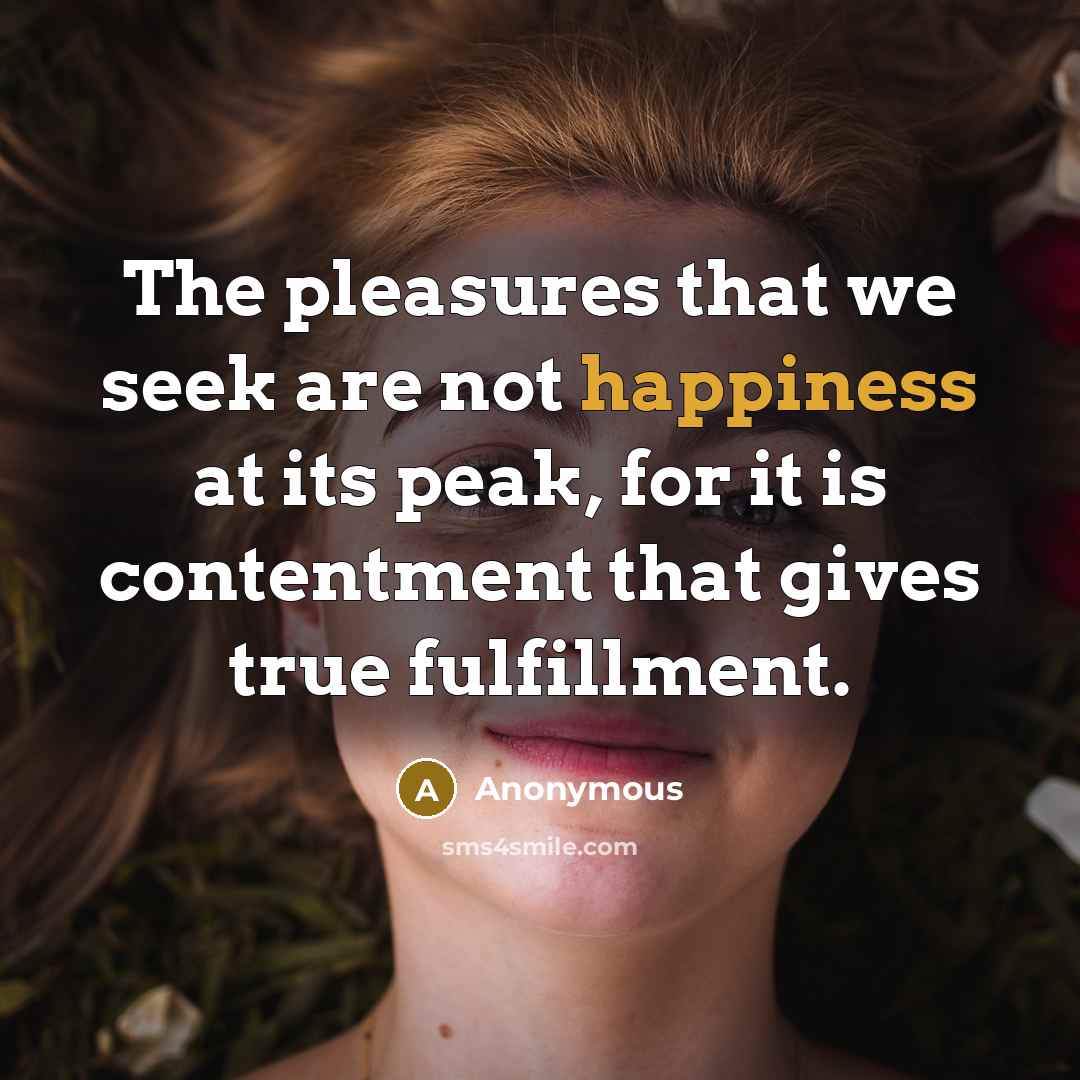 “The pleasures that we seek are not happiness at its…” quote by Anonymous