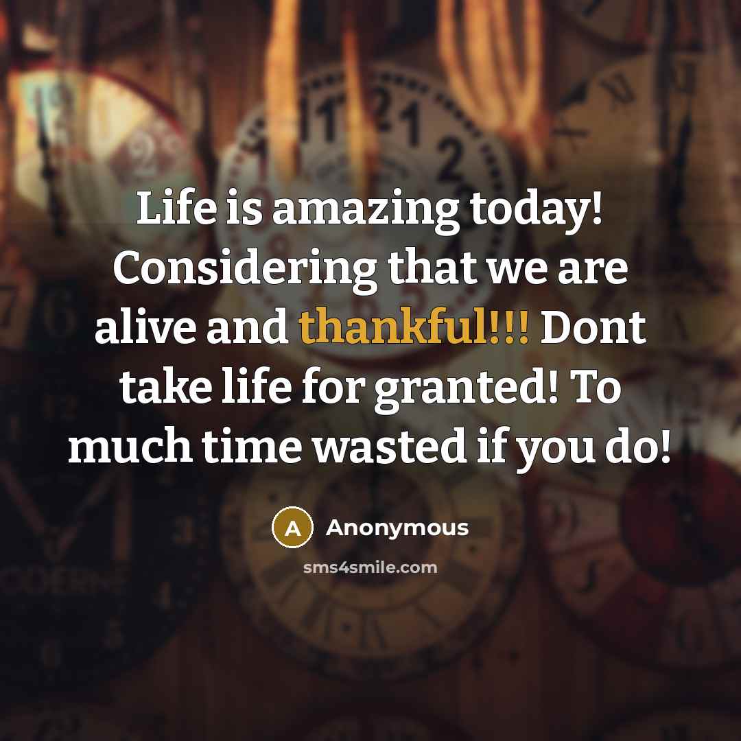 “Life is amazing today! Considering that we are alive and…” quote by Anonymous