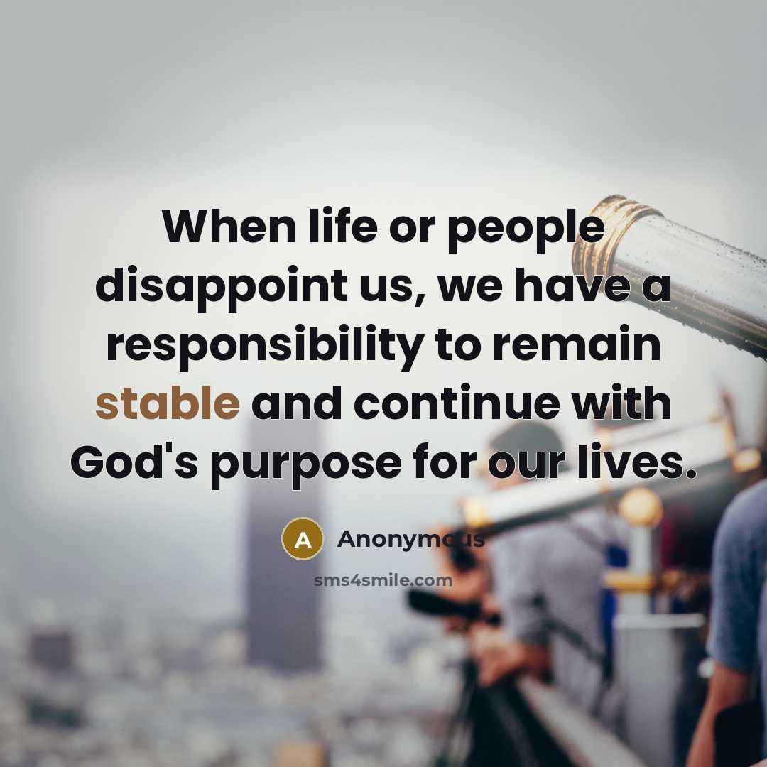 “When life or people disappoint us, we have a responsibility…” quote by Anonymous