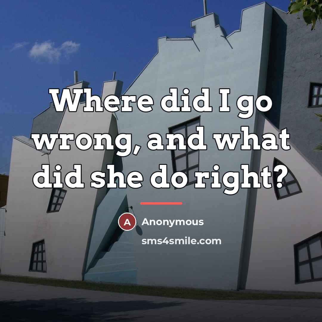 “Where did I go wrong, and what did she do…” quote by Anonymous