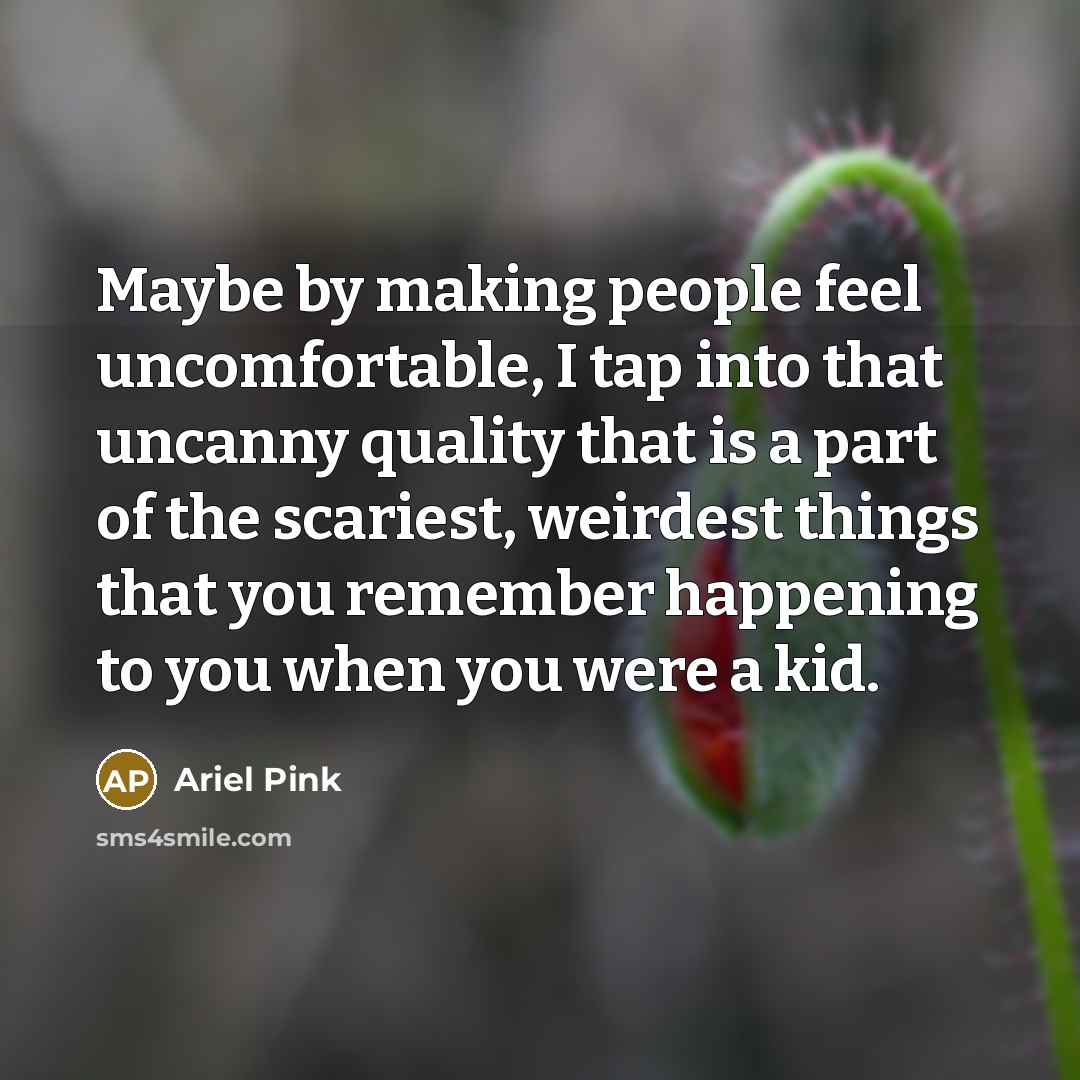 “Maybe by making people feel uncomfortable, I tap into that…” quote by Ariel Pink