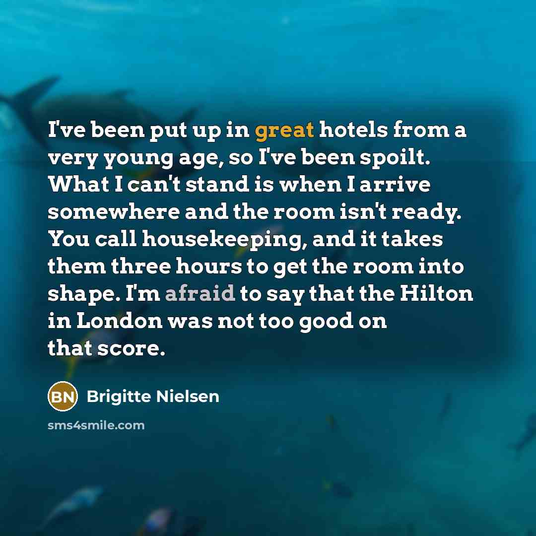 “I've been put up in great hotels from a very…” quote by Brigitte Nielsen