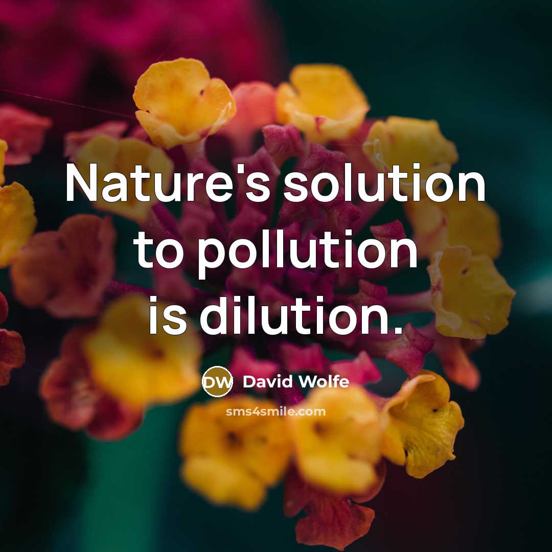 “Nature's solution to pollution is dilution.” quote by David Wolfe