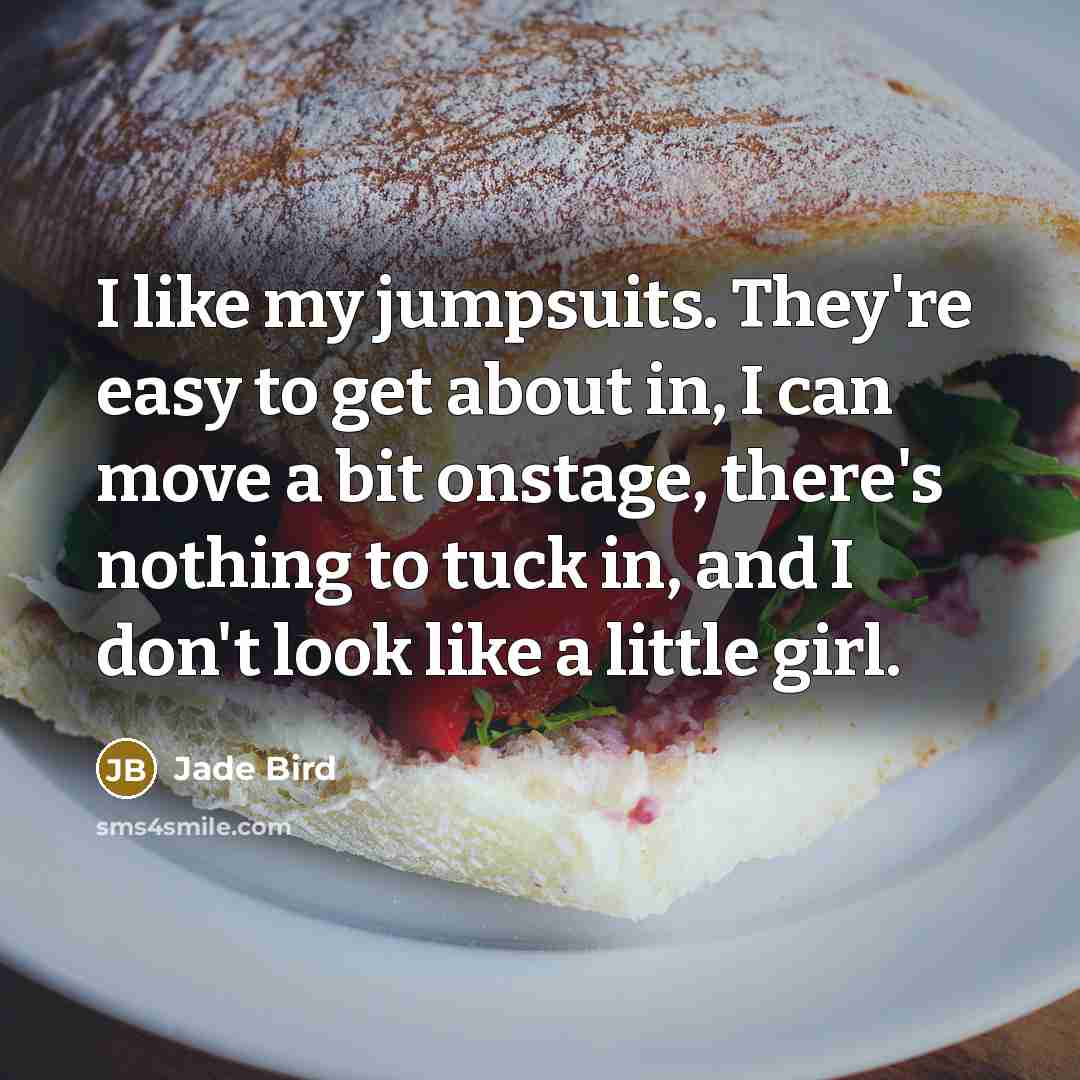 “I like my jumpsuits. They're easy to get about in,…” quote by Jade Bird
