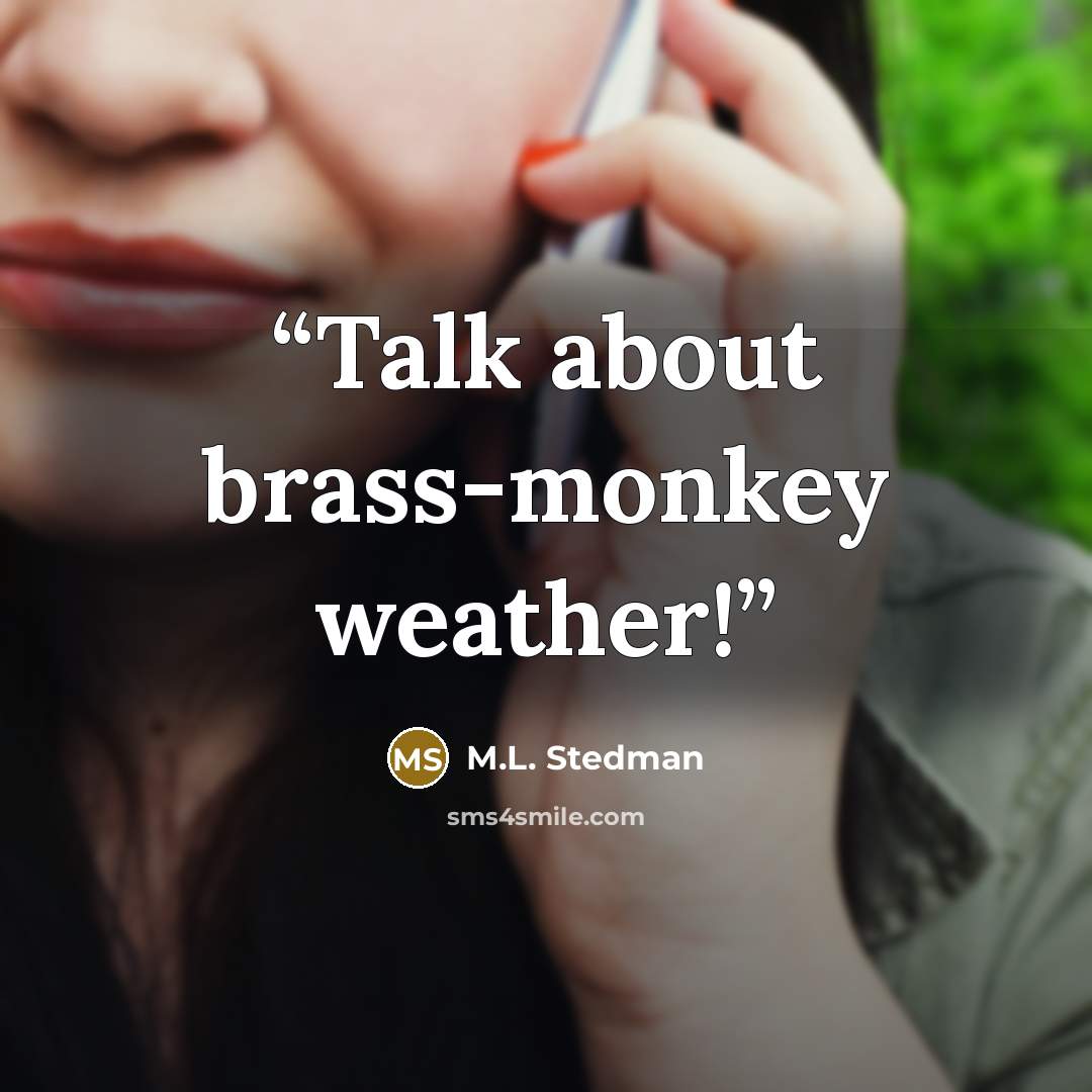 “Talk about brass-monkey weather!” quote by M.L. Stedman