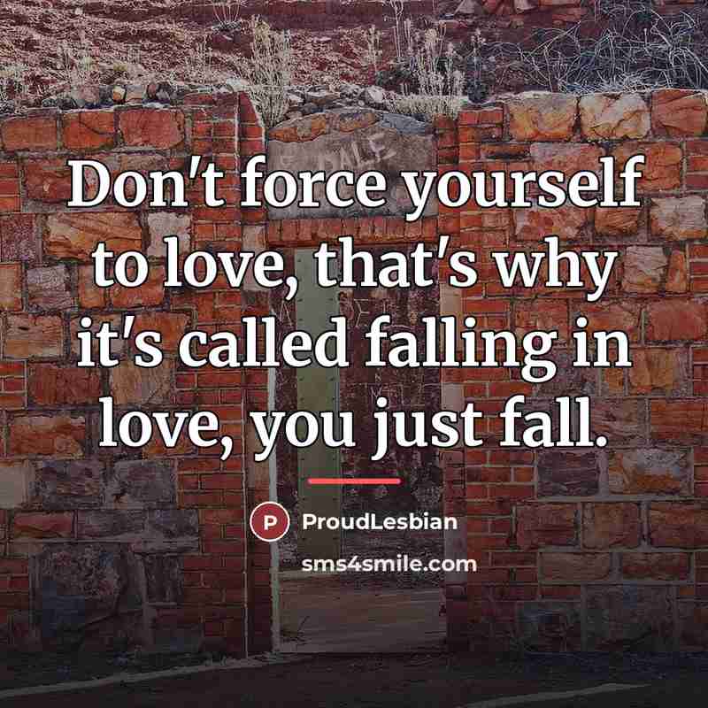 “Don't force yourself to love, that's why it's called falling…” quote by ProudLesbian