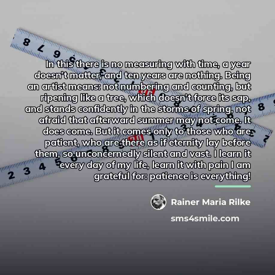 “In this there is no measuring with time, a year…” quote by Rainer Maria Rilke