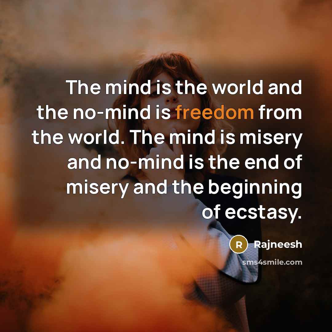 “The mind is the world and the no-mind is freedom…” quote by Rajneesh