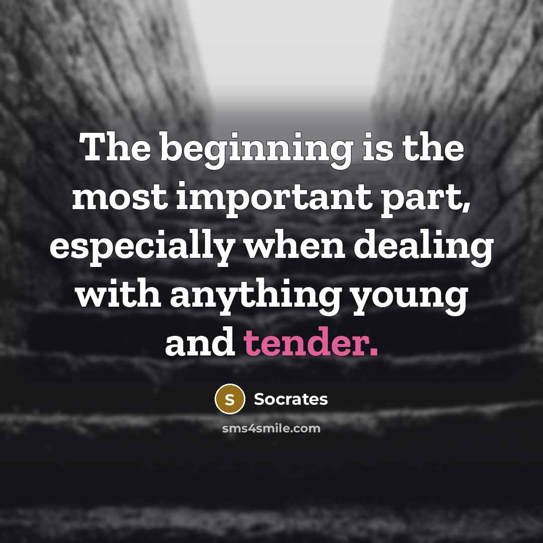 “The beginning is the most important part, especially when dealing with anything young and tender.” quote by Socrates