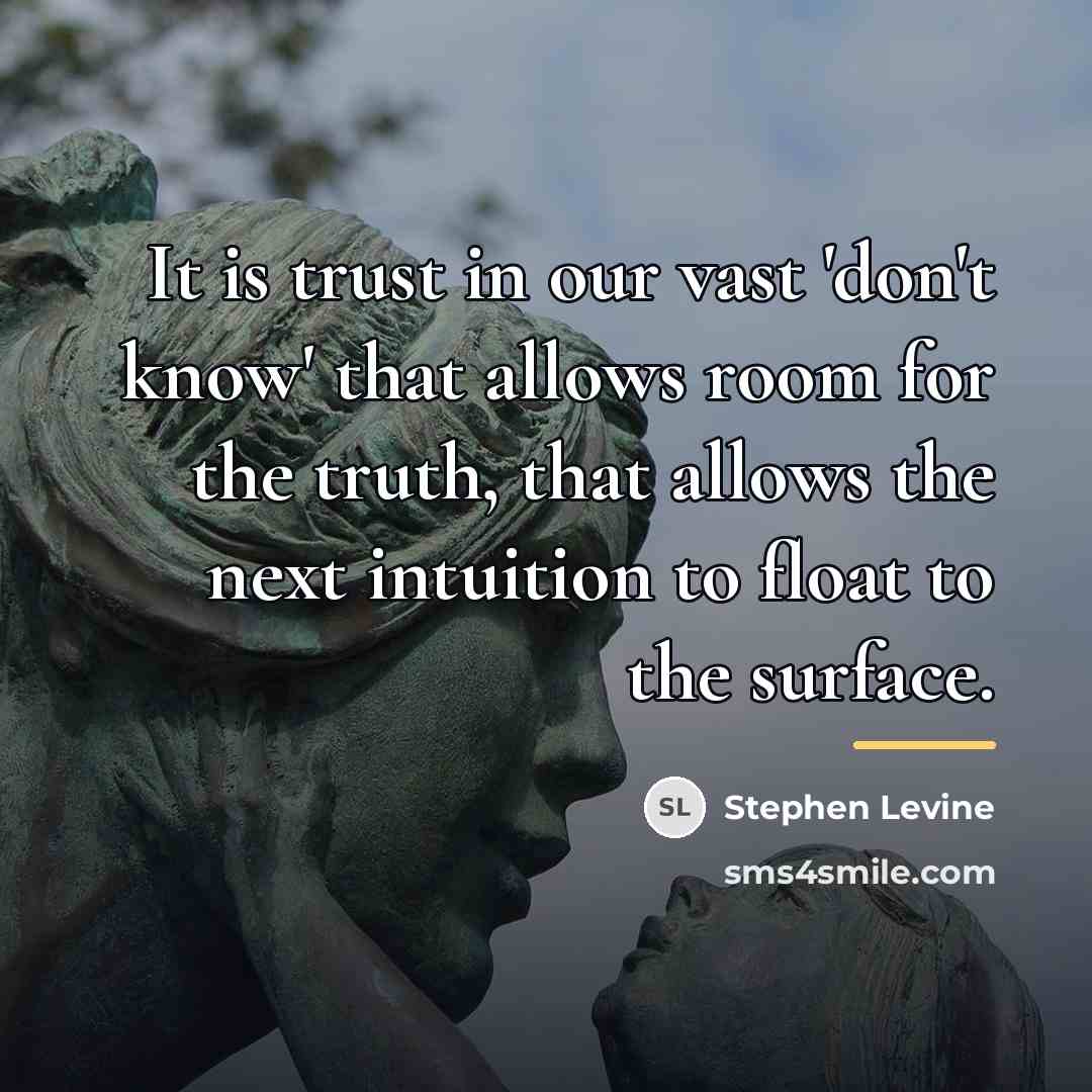 “It is trust in our vast 'don't know' that allows…” quote by Stephen Levine