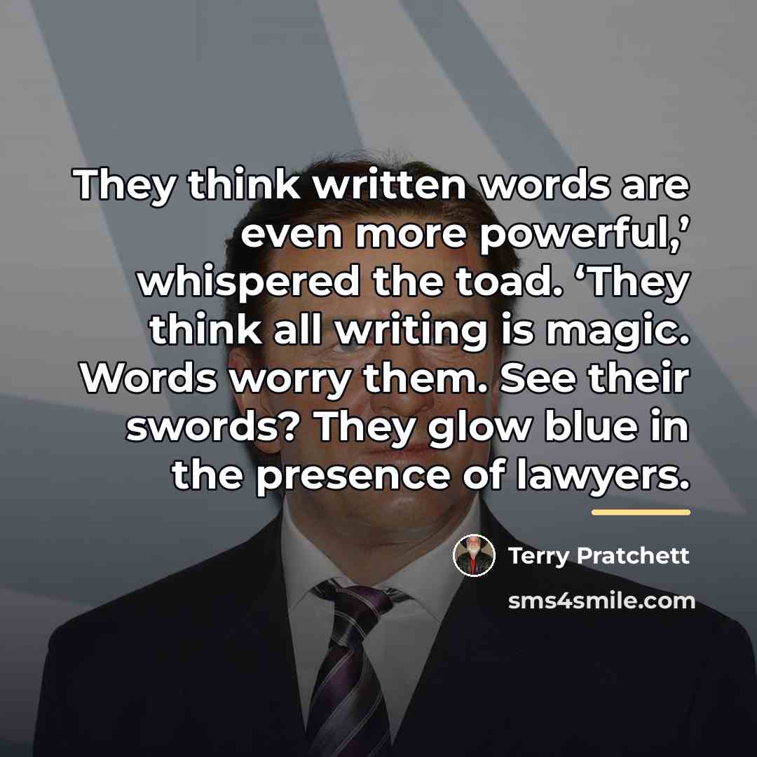 “They think written words are even more powerful,’ whispered the…” quote by Terry Pratchett