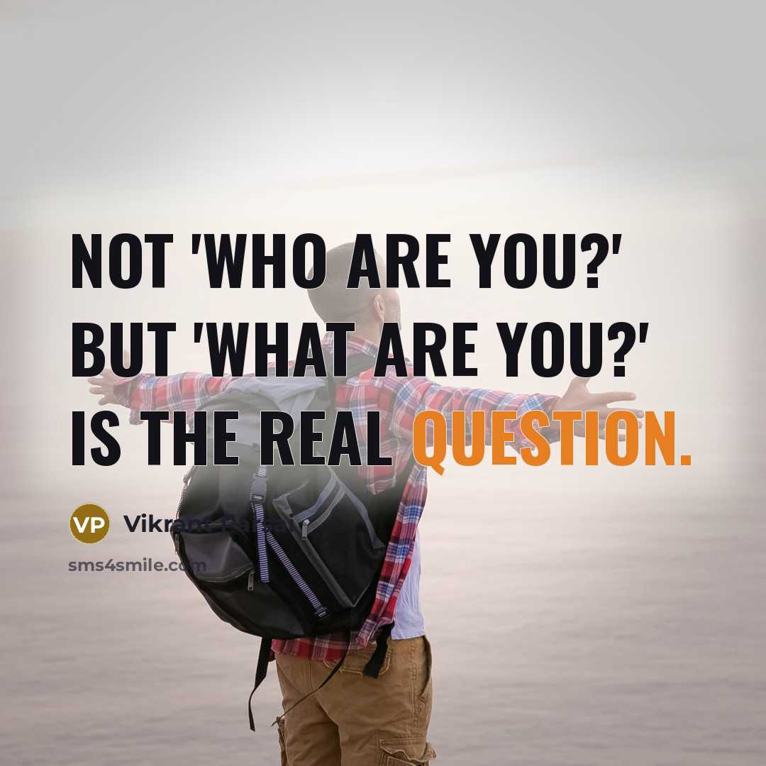 “Not 'Who are you?' but 'What are you?' is the real question.” quote by Vikrant Parsai