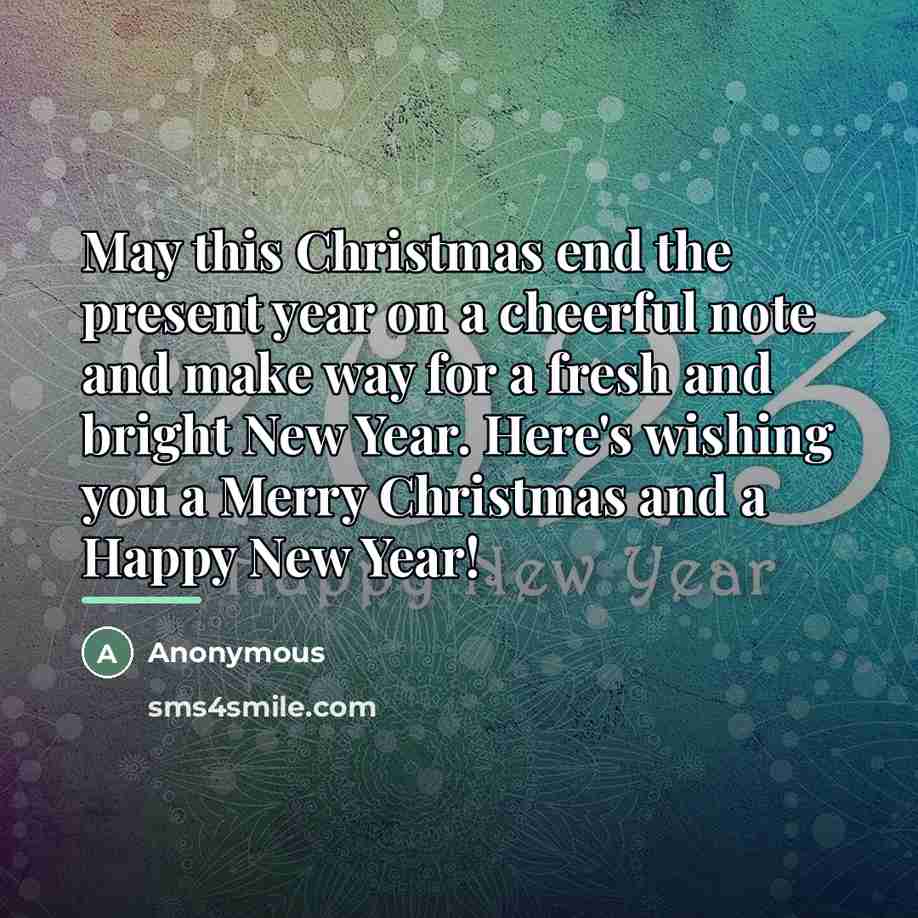 “May this Christmas end the present year on a cheerful…” quote by Anonymous
