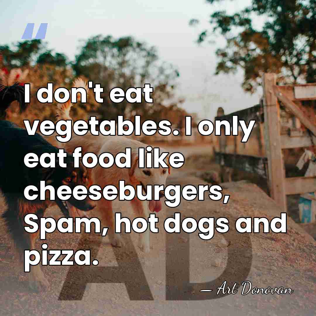 I don't eat vegetables. I only eat food like cheeseburgers, Spam, hot&hellip; - Art Donovan