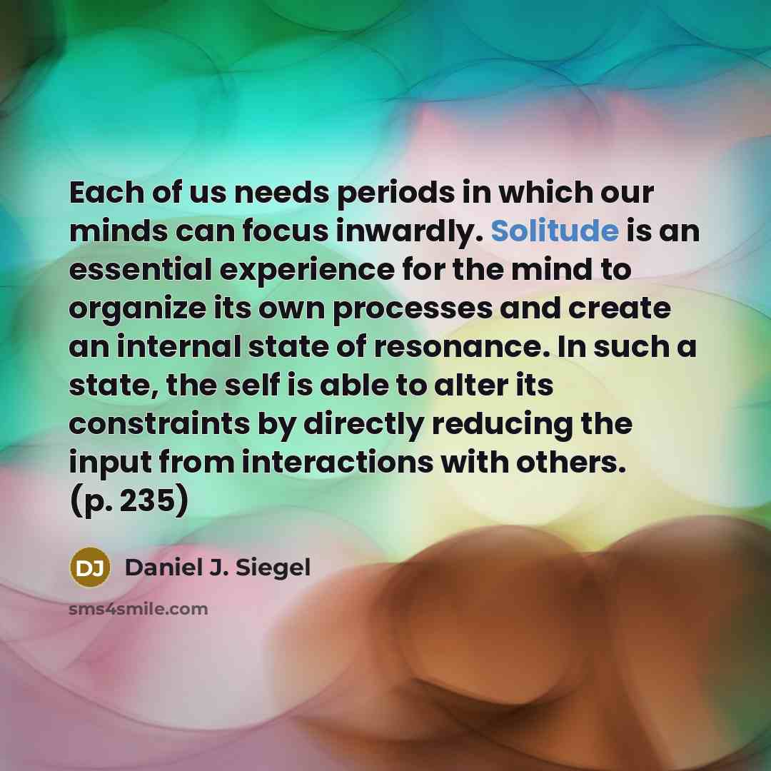 “Each of us needs periods in which our minds can…” quote by Daniel J. Siegel