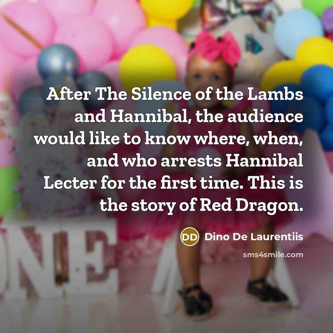 “After The Silence of the Lambs and Hannibal, the audience…” quote by Dino De Laurentiis