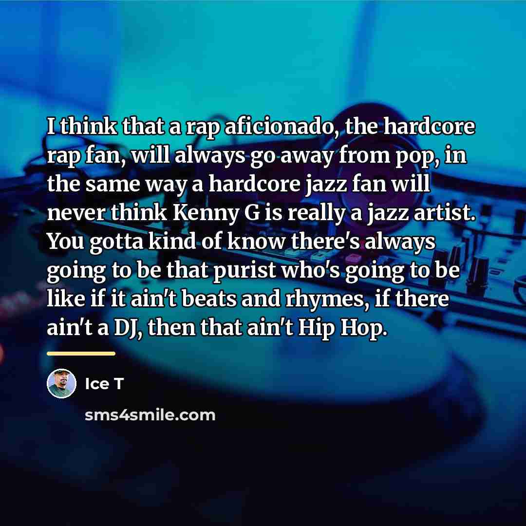 “I think that a rap aficionado, the hardcore rap fan,…” quote by Ice T
