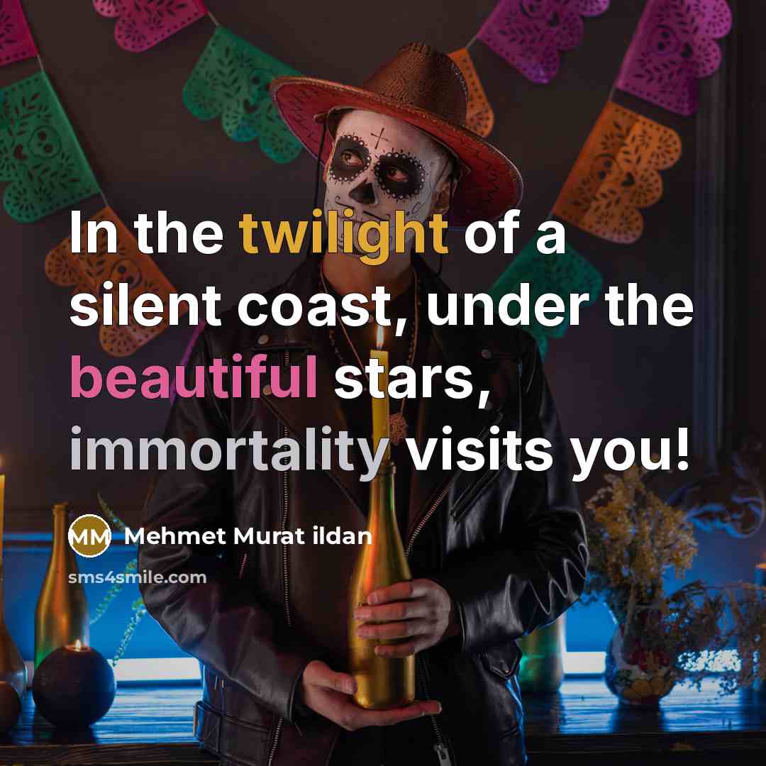 “In the twilight of a silent coast, under the beautiful…” quote by Mehmet Murat Ildan