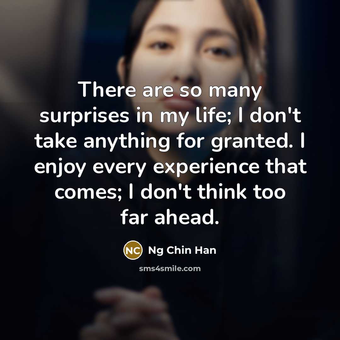 “There are so many surprises in my life; I don't…” quote by Ng Chin Han