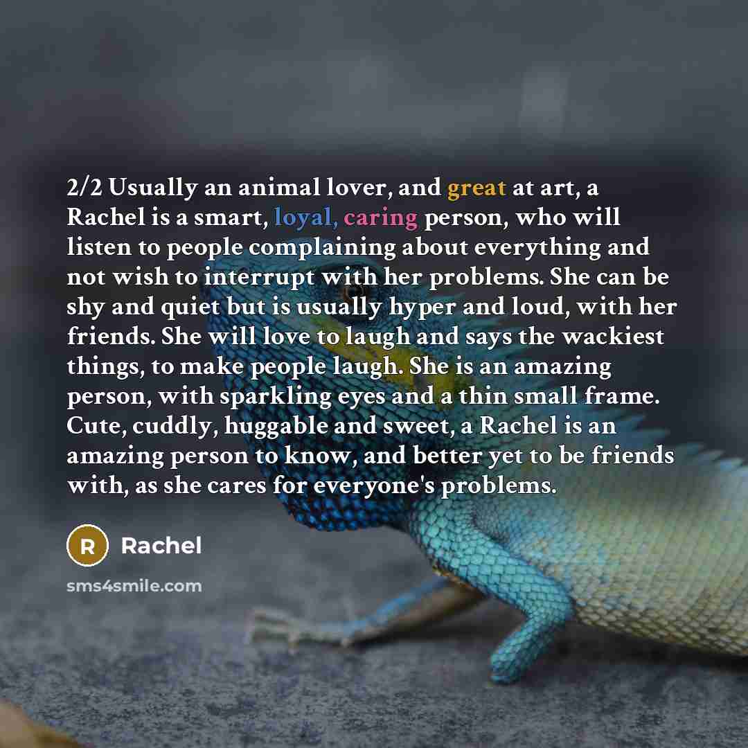 “2/2 Usually an animal lover, and great at art, a…” quote by Rachel
