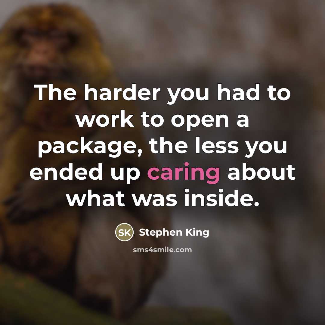 “The harder you had to work to open a package,…” quote by Stephen King