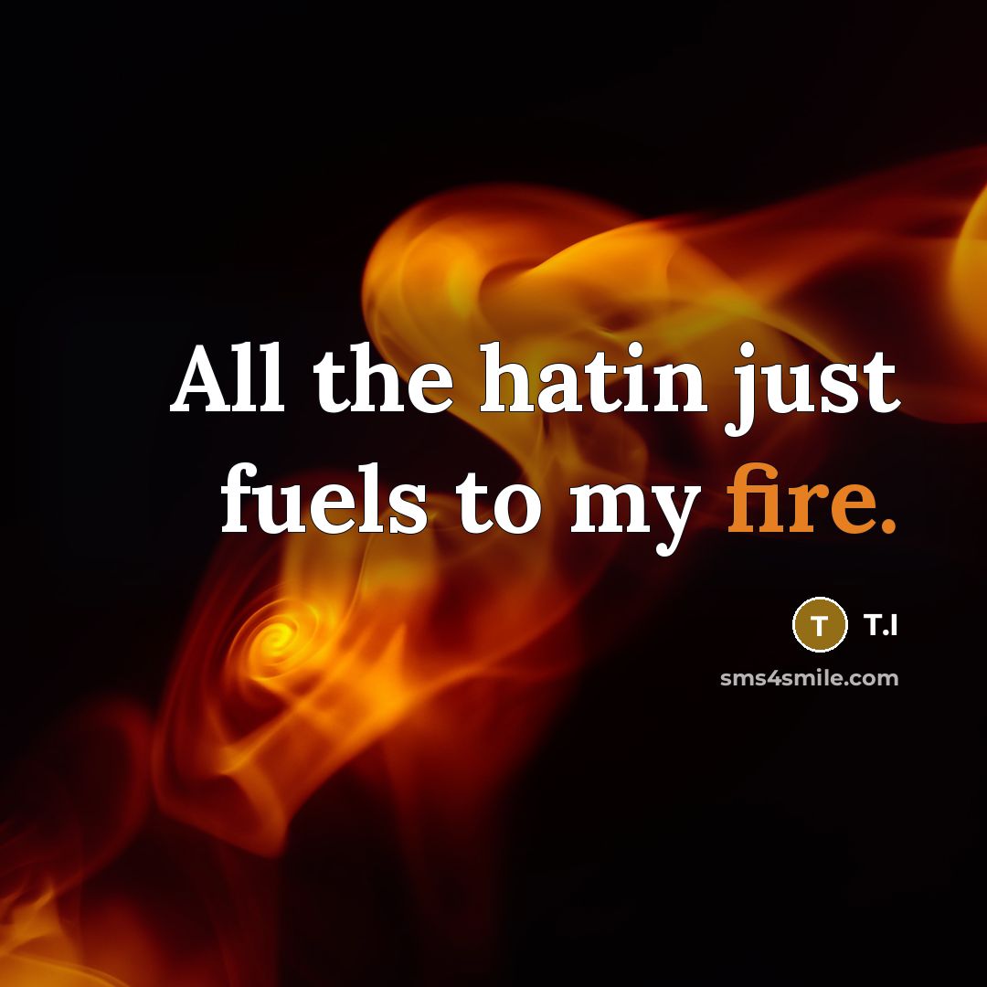“All the hatin just fuels to my fire.…” quote by T.I