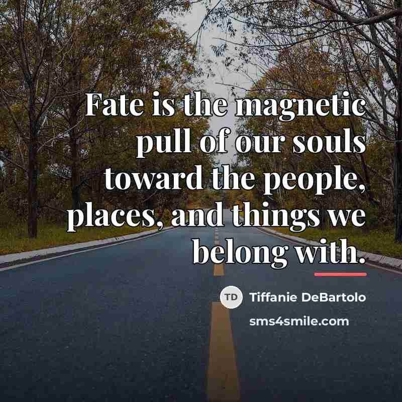 “Fate is the magnetic pull of our souls toward the…” quote by Tiffanie DeBartolo