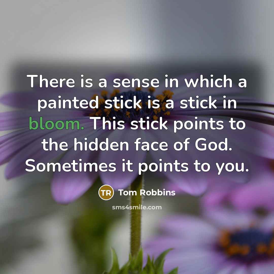 “There is a sense in which a painted stick is…” quote by Tom Robbins