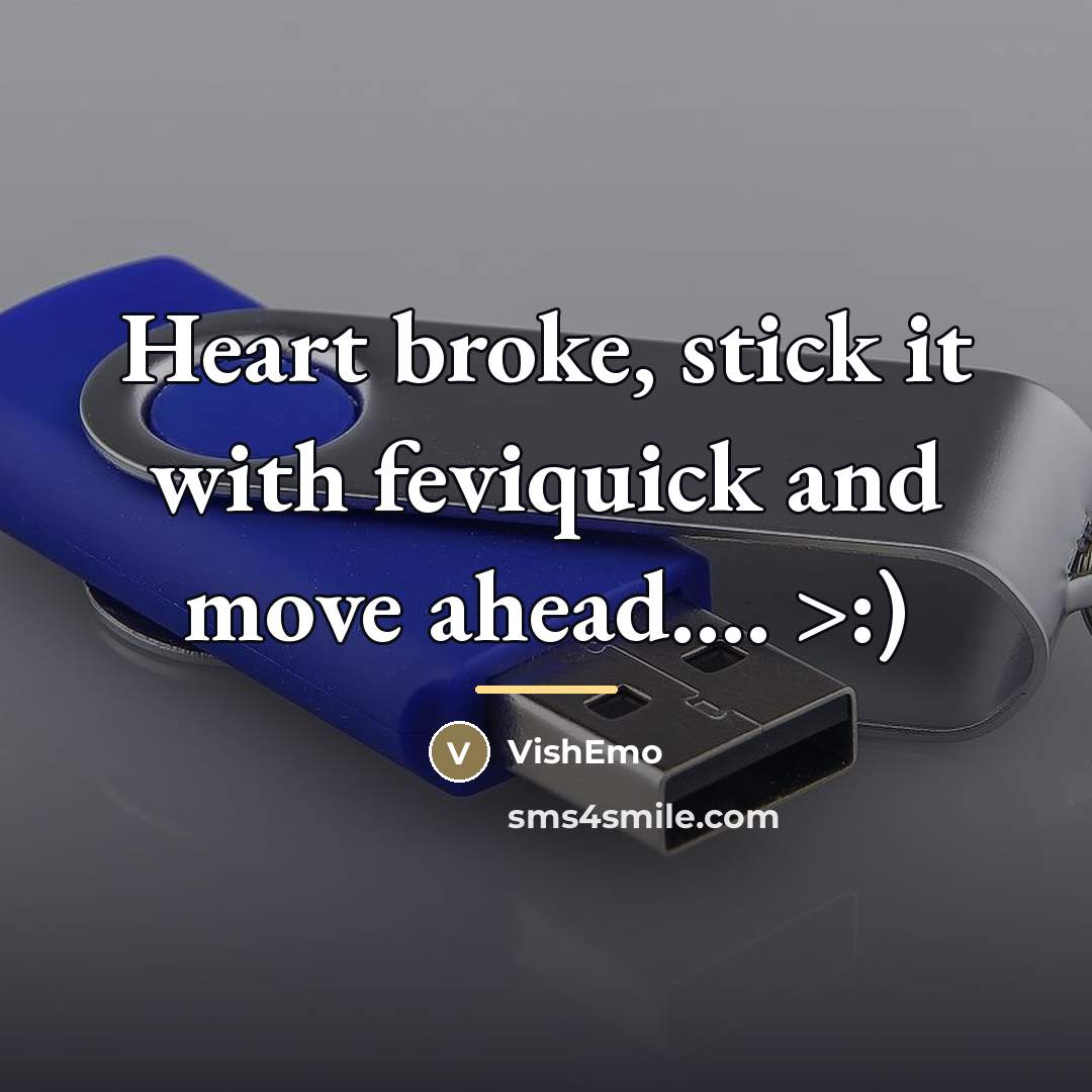 “Heart broke, stick it with feviquick and move ahead.... >:)…” quote by VishEmo