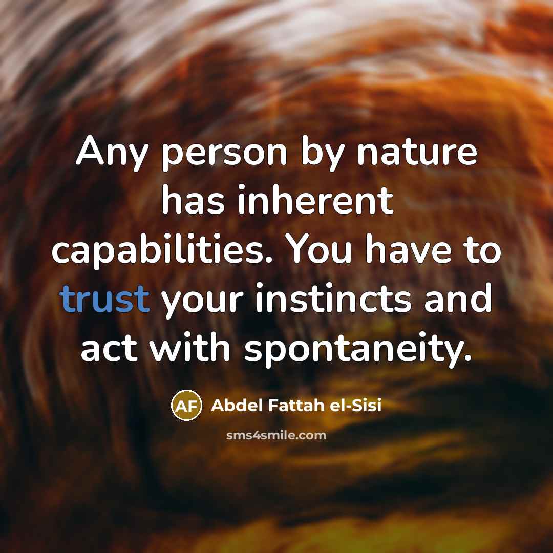 “Any person by nature has inherent capabilities. You have to…” quote by Abdel Fattah el-Sisi