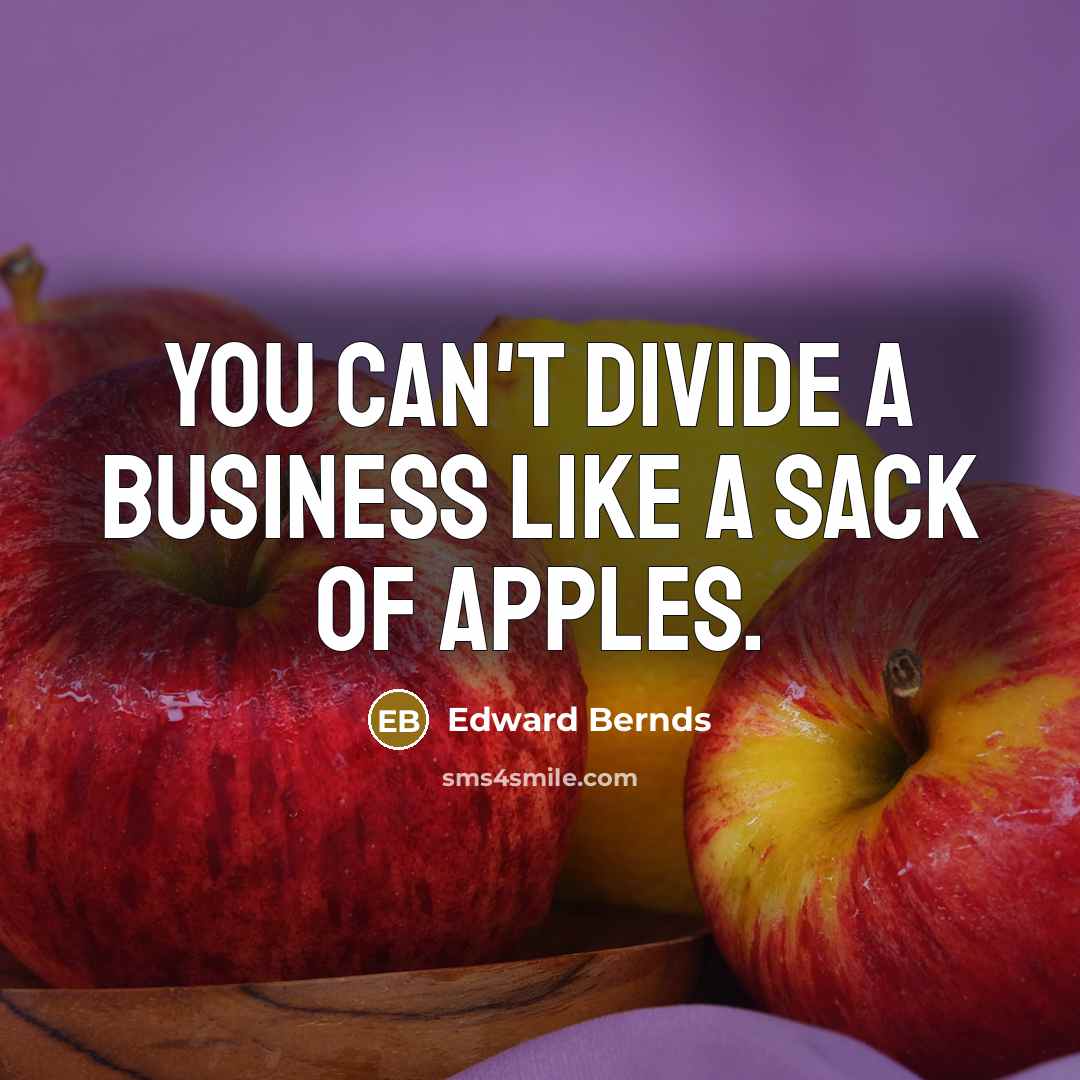“You can't divide a business like a sack of apples.…” quote by Edward Bernds