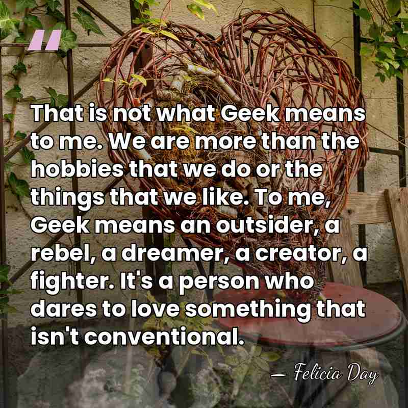 That is not what Geek means to me. We are more than&hellip; - Felicia Day