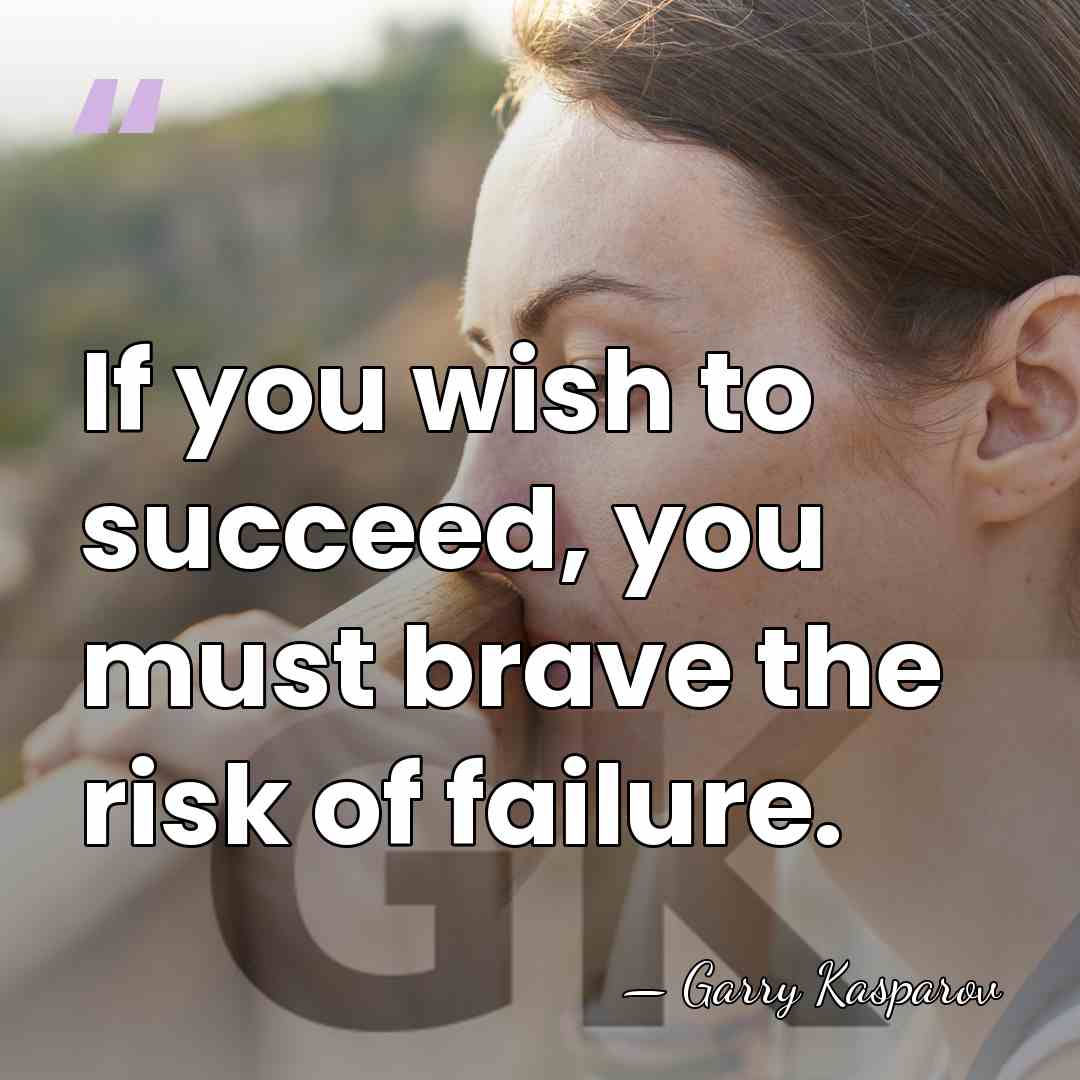If you wish to succeed, you must brave the risk of failure. - Garry Kasparov