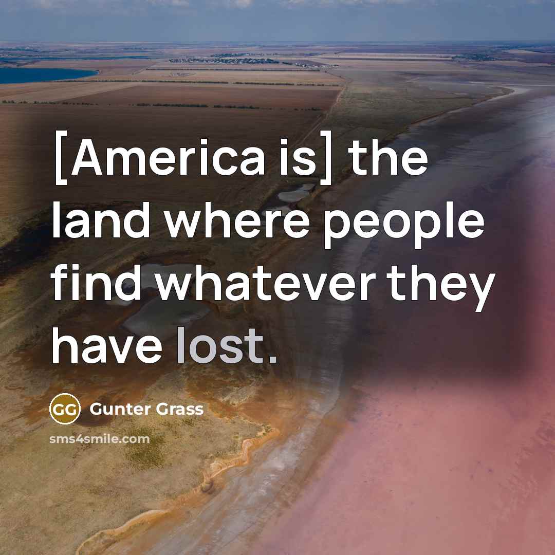 “[America is] the land where people find whatever they have…” quote by Gunter Grass
