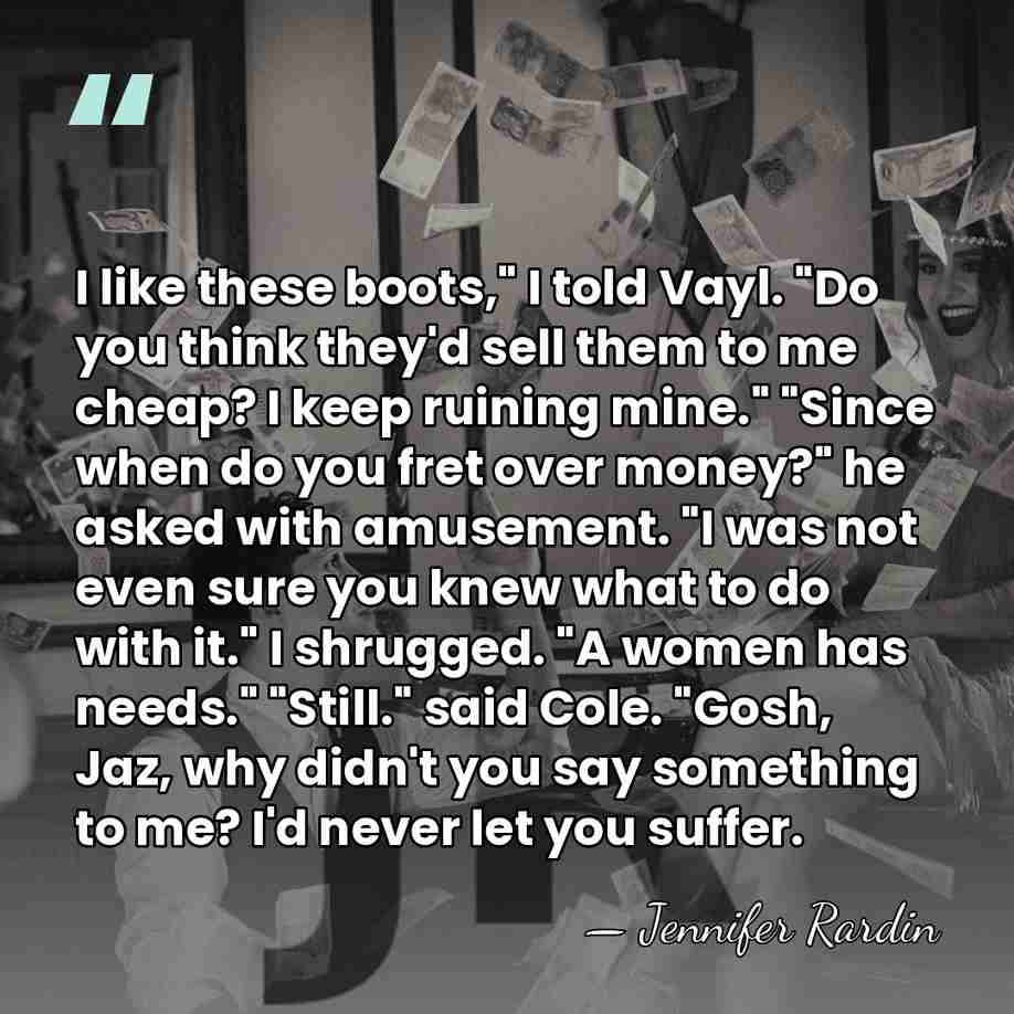 I like these boots," I told Vayl. "Do you think they'd sell&hellip; - Jennifer Rardin