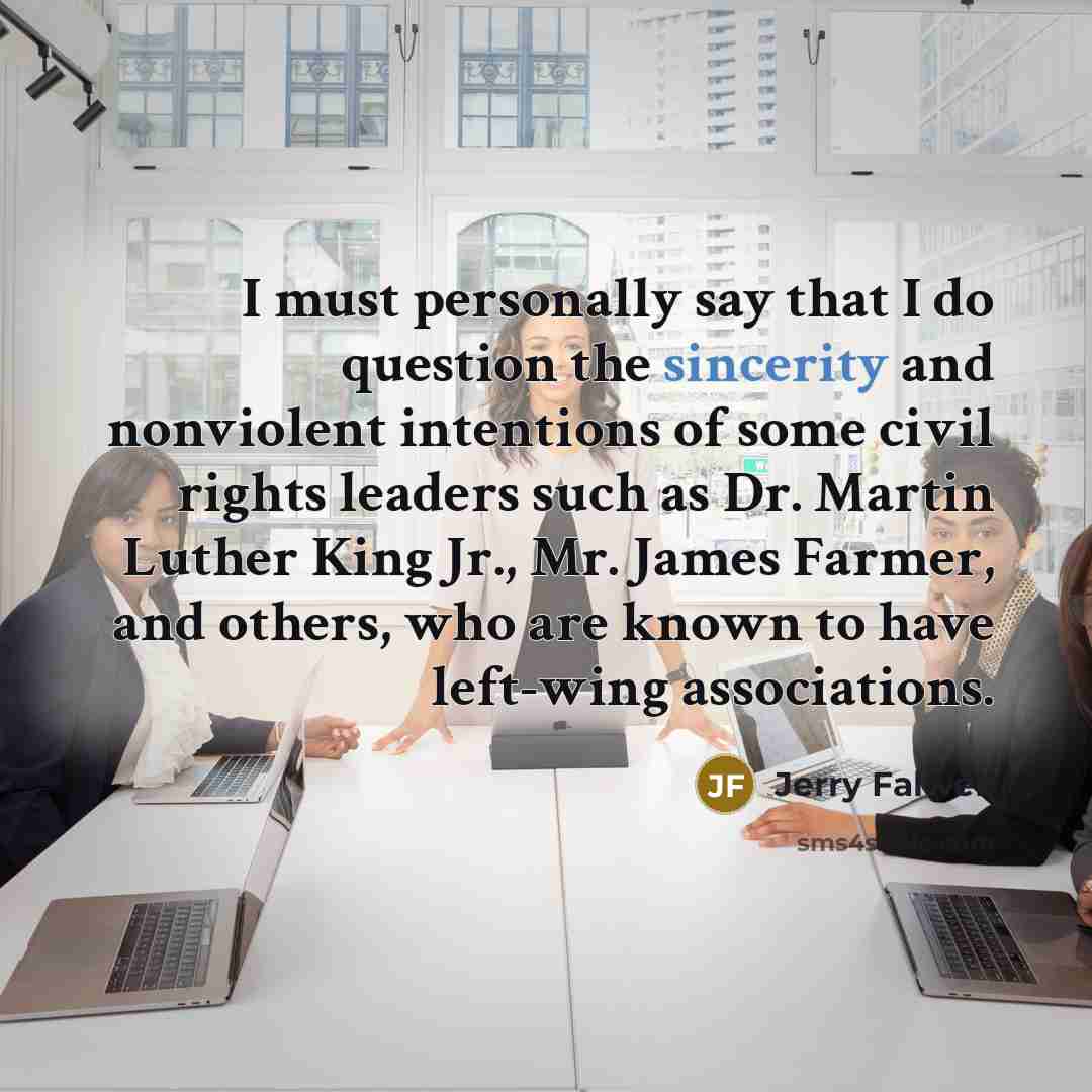 “I must personally say that I do question the sincerity…” quote by Jerry Falwell