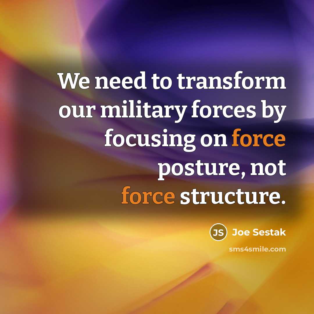“We need to transform our military forces by focusing on…” quote by Joe Sestak