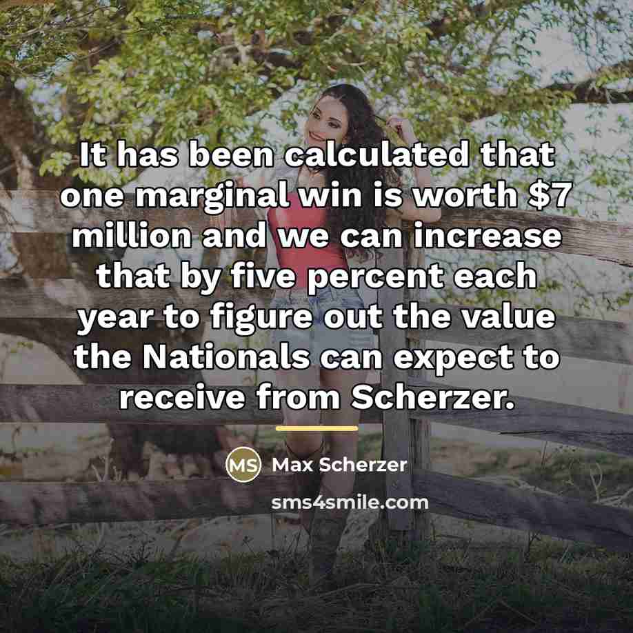 “It has been calculated that one marginal win is worth…” quote by Max Scherzer