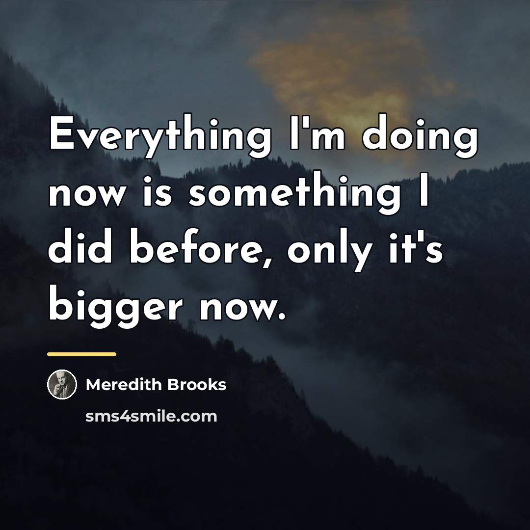 “Everything I'm doing now is something I did before, only…” quote by Meredith Brooks
