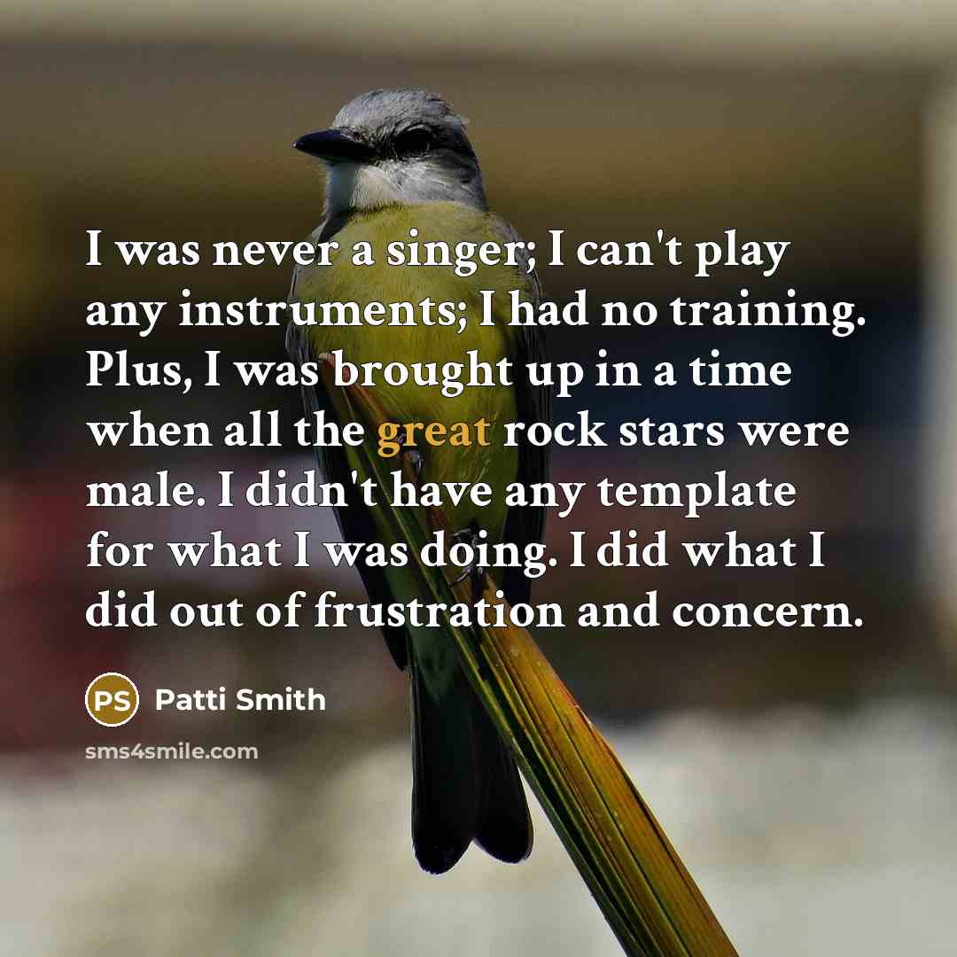 “I was never a singer; I can't play any instruments;…” quote by Patti Smith