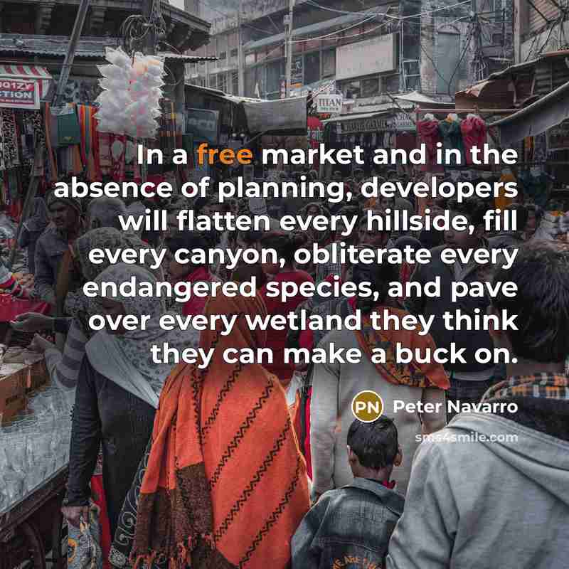 “In a free market and in the absence of planning,…” quote by Peter Navarro