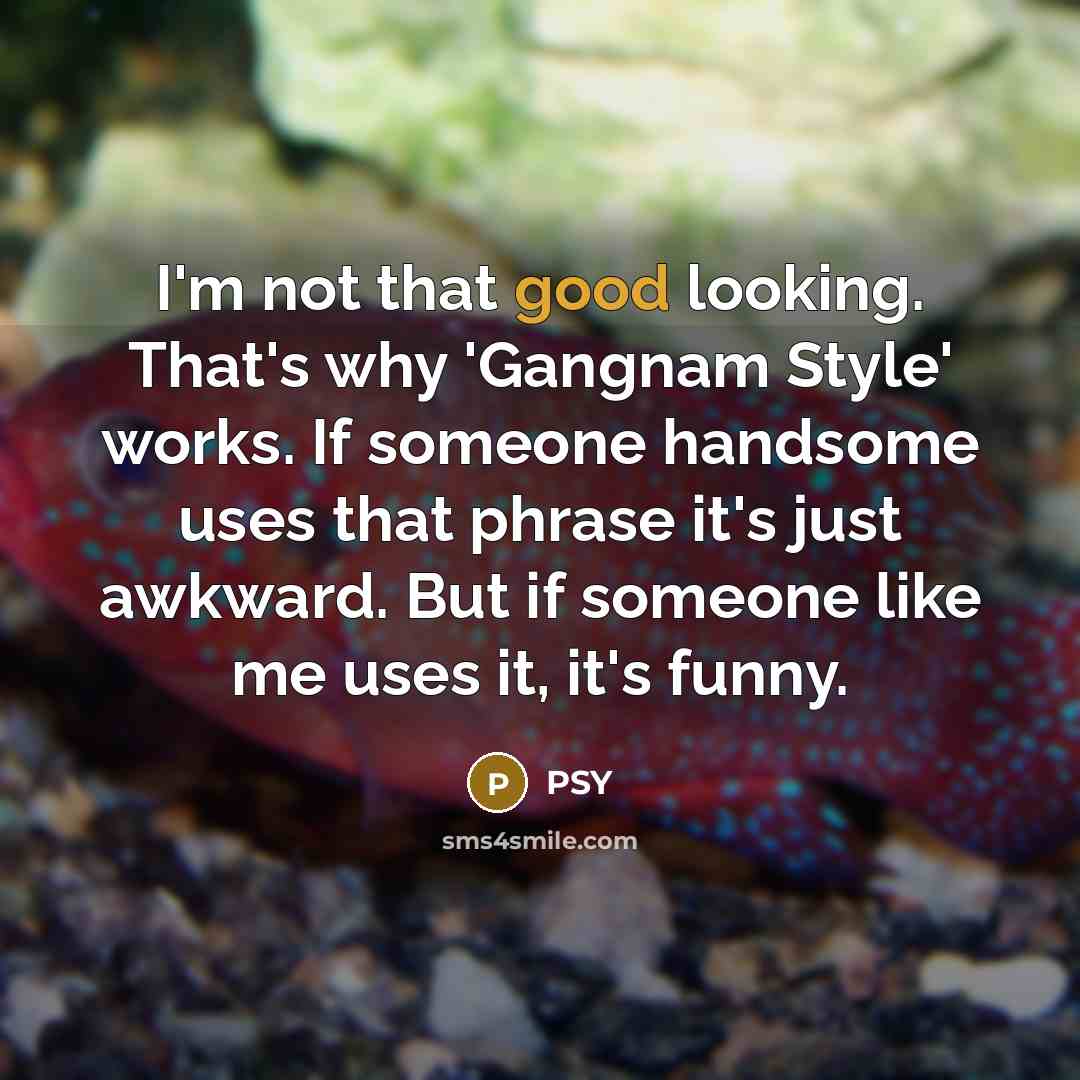 “I'm not that good looking. That's why 'Gangnam Style' works.…” quote by PSY